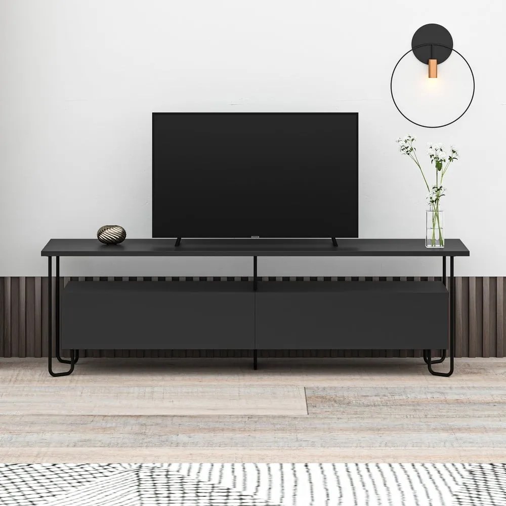 Czarna szafka pod TV 150x45 cm Dilly – Marckeric