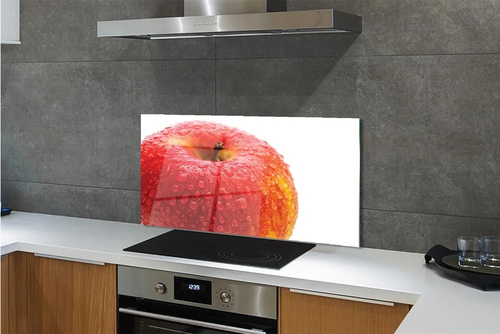 Panel szklany do Kuchni Kropelki Wody na Jabłku