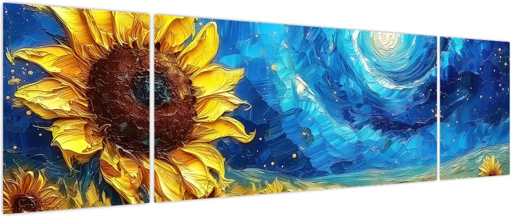 Obraz - Malowanie słoneczników (170x50 cm)