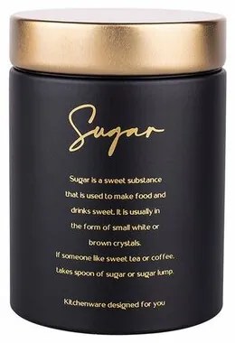 Altom Puszka blaszana z pokrywką Sugar, czarny,