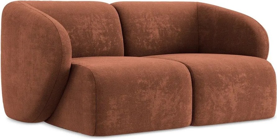 Sofa z tkaniny szenilowej w kolorze terakoty 174 cm Lani – Makamii