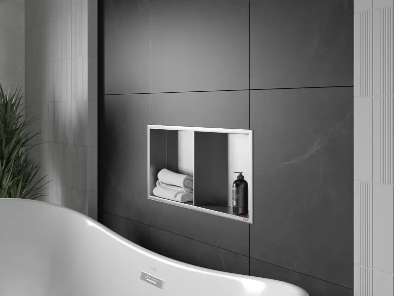 Mexen X-Wall-R półka wnękowa z kołnierzem i półką 60 x 30 cm, inox - 1910603010S