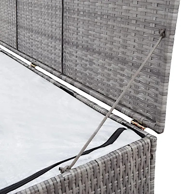 Szara skrzynia ogrodowa z technorattanu C9-W10