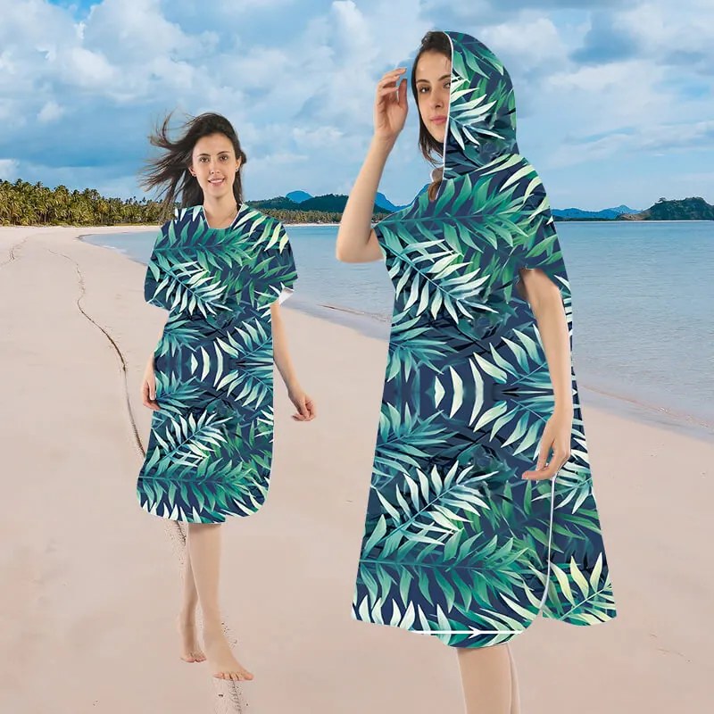 Zestaw plażowy BORNEO – ręcznik plażowy 100×180 cm i ponczo 80×145 cm, ciemnoniebieski