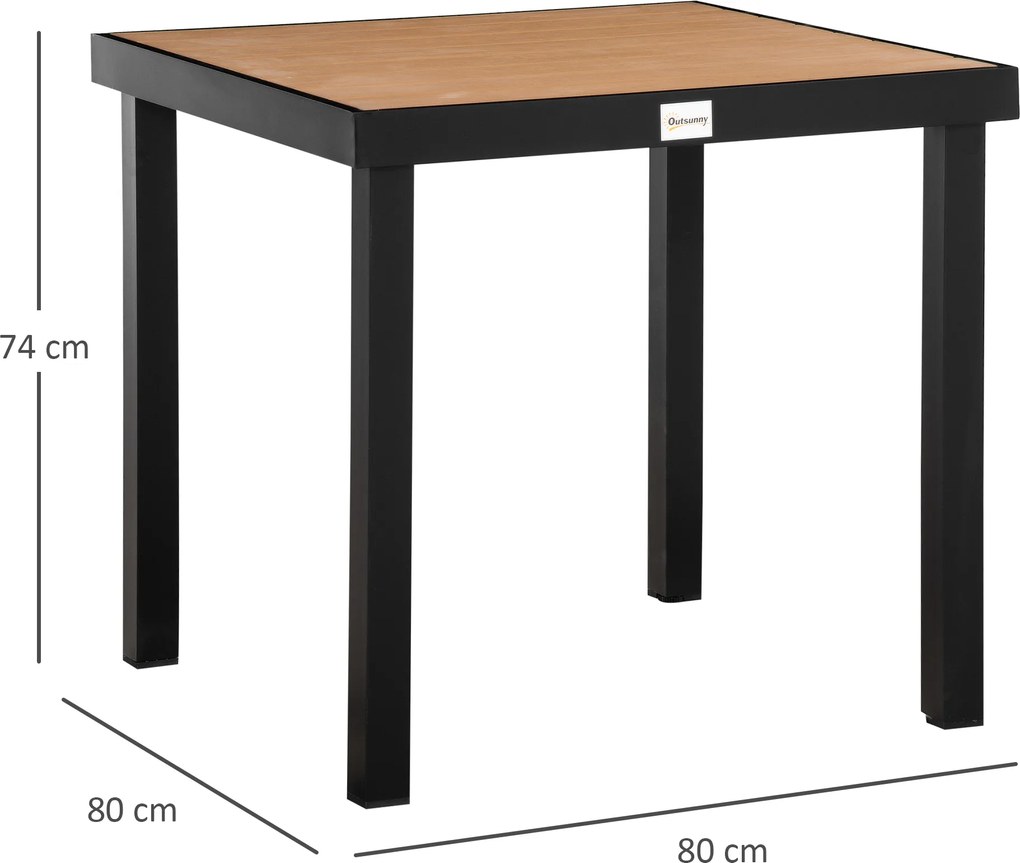 Stół ogrodowy Outsunny dla 4 osób, aluminium 80 cm x 80 cm x 74 cm