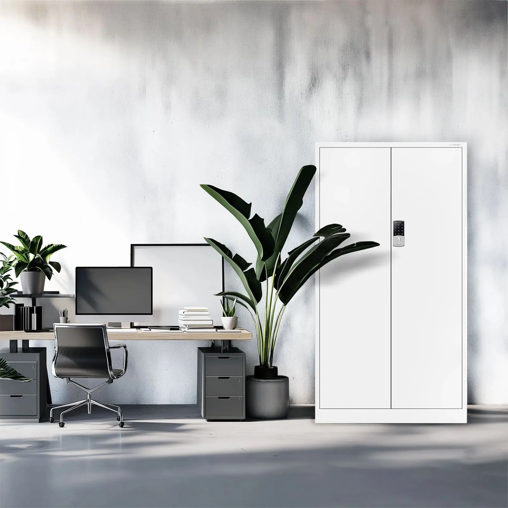 Szafa biurowa na akta otwierana na szyfr 90x40x185 cm Daniel biała