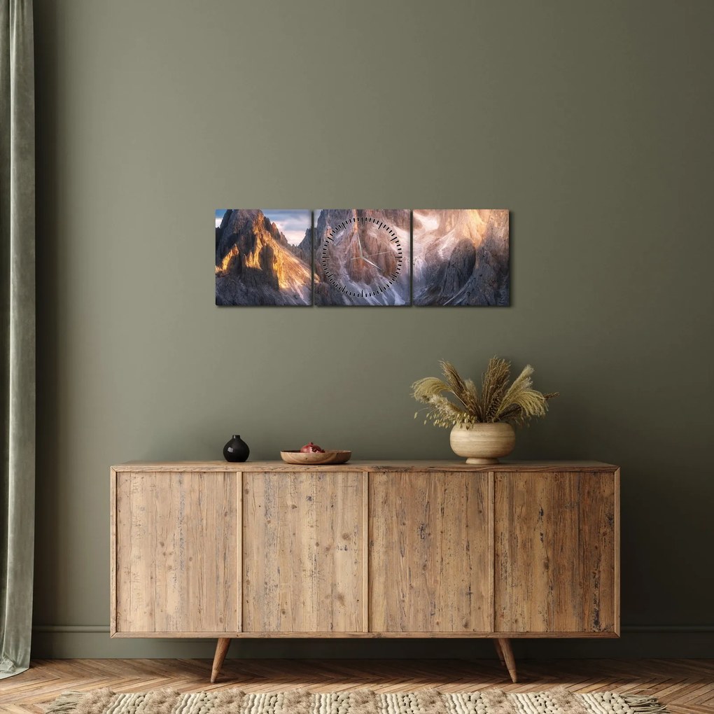 Obraz - Górska panorama (z zegarem) (90x30 cm)