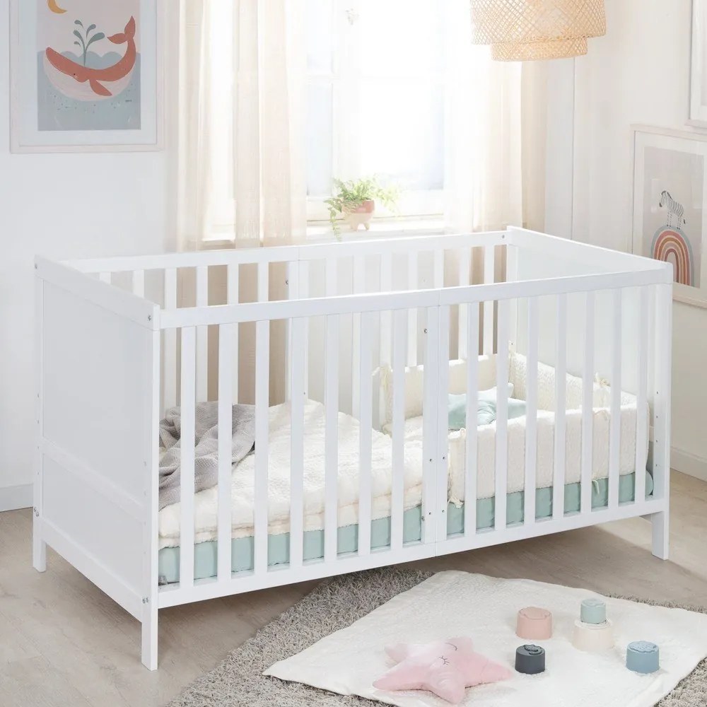 Białe łóżeczko z regulowaną wysokością 70x140 cm Easy Sleep – Roba
