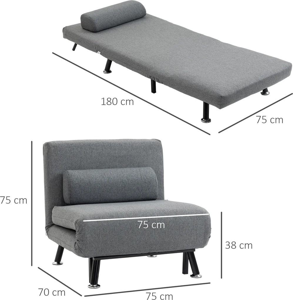 HOMCOM Sofa z odpinanym pokrowcem na poduszki Praktyczna i stylowa Ciemnoszara elegancja 75x70x75cm | Aosom PL