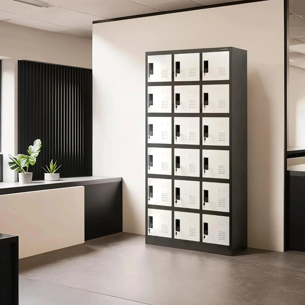 Szafa skrytkowa zamykana na klucz Karol 90x40x185 cm antracyt/biały