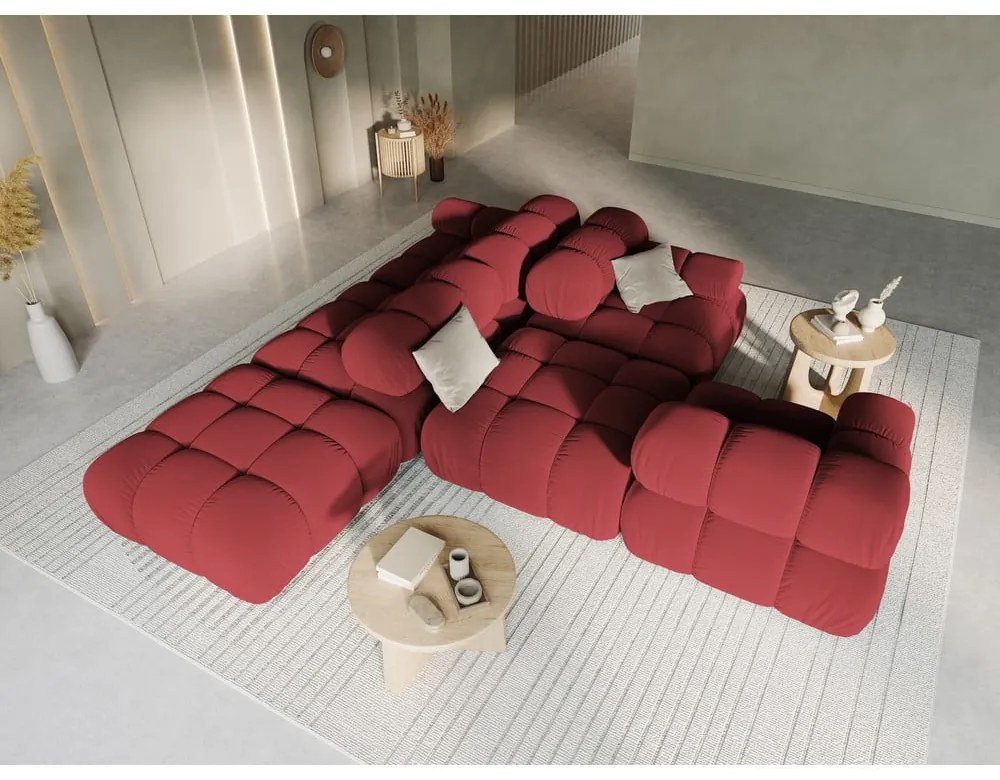 Czerwona aksamitna sofa 282 cm Bellis – Micadoni Home