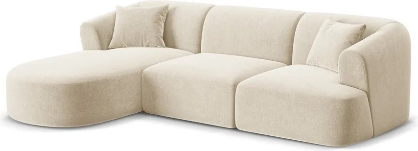 Beżowy aksamitny narożnik (lewostronny/z szezlongiem) Campi – Cosmopolitan Design