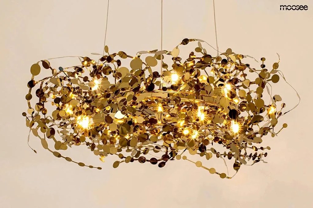 Designerska lampa wisząca Monete 80, złota