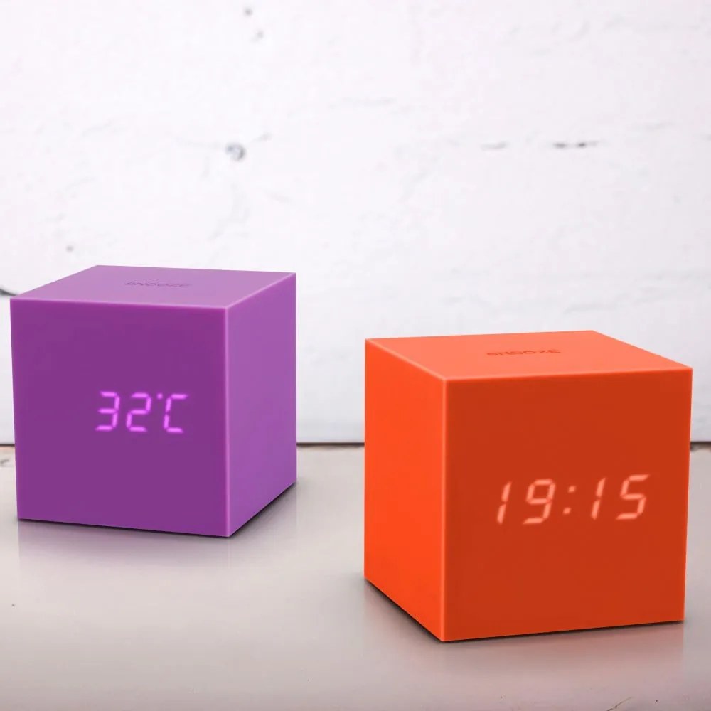 Fioletowy budzik LED Gingko Gravitry Cube