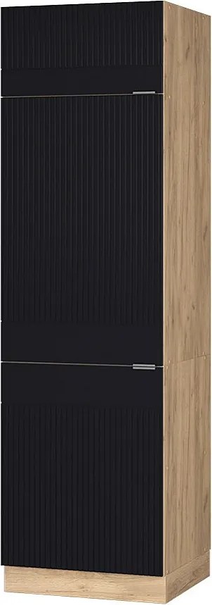 Szafka na lodówkę czarne paski 60x58.1x206.8 fame-line