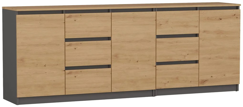 Duża komoda 200 cm dąb artisan + antracyt Z0-E42