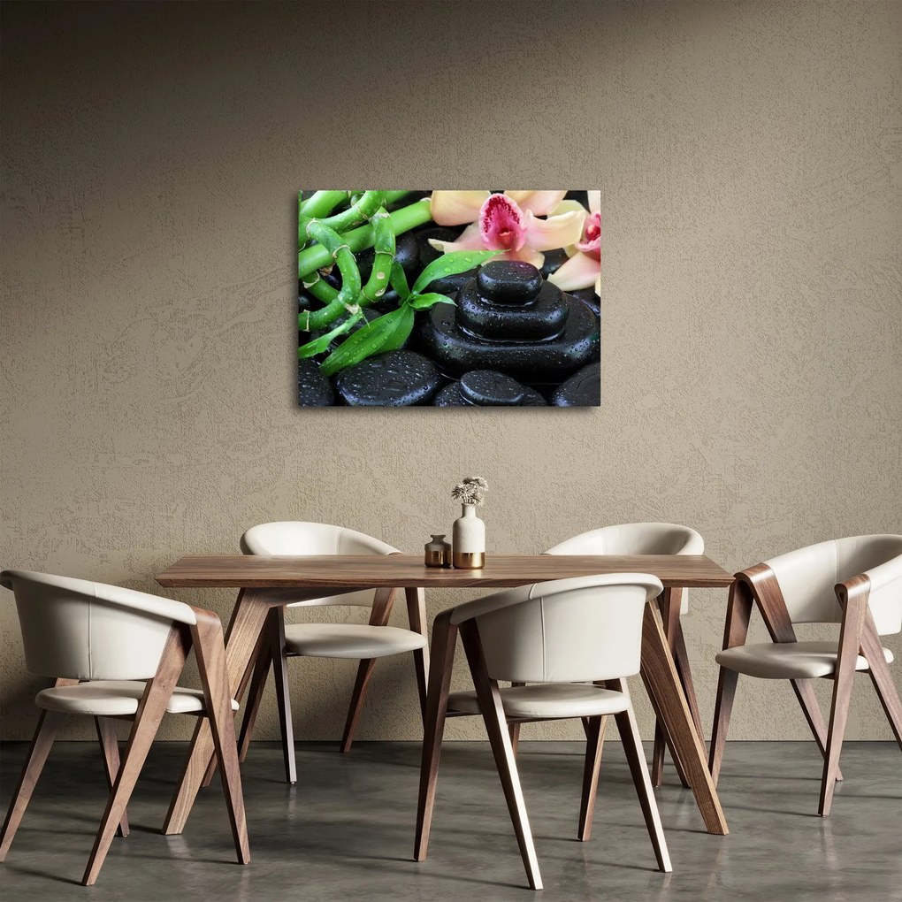 Obraz - Kamienie i orchidee (70x50 cm)
