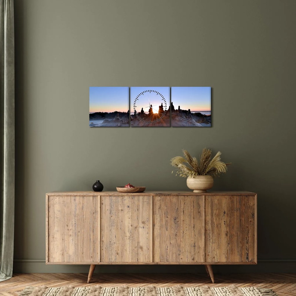 Obraz piaszczystej scenerii (z zegarem) (90x30 cm)