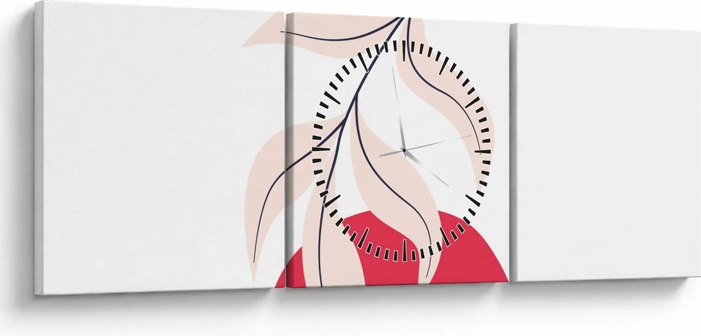 Obraz - Różowa abstrakcja kwiatowa N⁰2 (z zegarem) (90x30 cm)