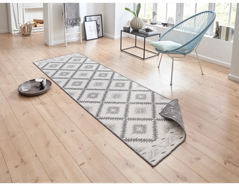 Szaro-kremowy chodnik odpowiedni na zewnątrz NORTHRUGS Malibu, 80x250 cm