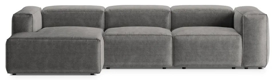 Jasnoszary sztruksowy narożnik (lewostronny/z szezlongiem) Bergamo – Cosmopolitan Design