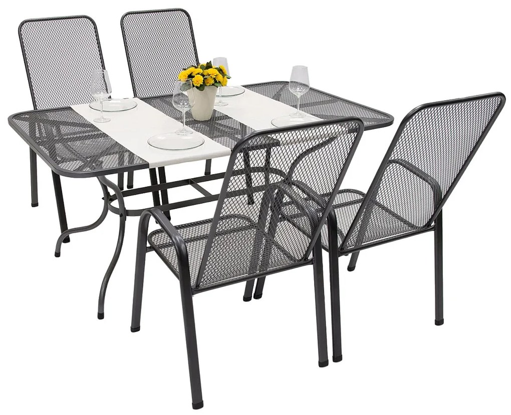 Metalowy zestaw ogrodowy SANDRA 1 + 4 stół 190x105 cm (CT310)