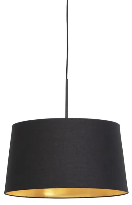 Lampa wisząca z abażurem z bawełny w kolorze czarnym i złotym 40 cm - Combi klasyczny/Antyczny Oswietlenie wewnetrzne