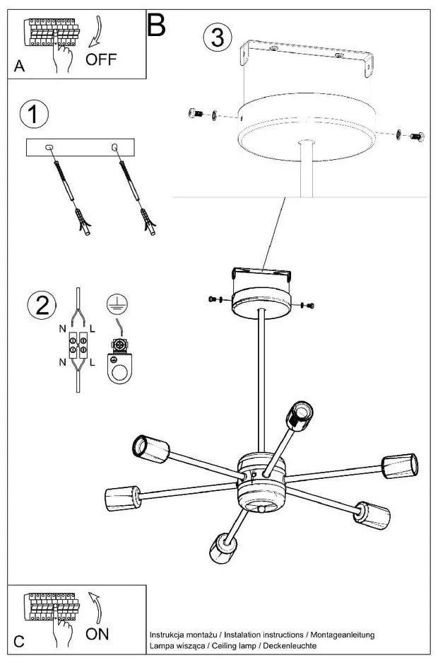 Czarna lampa wisząca 86.5x68 cm Benedett – Nice Lamps