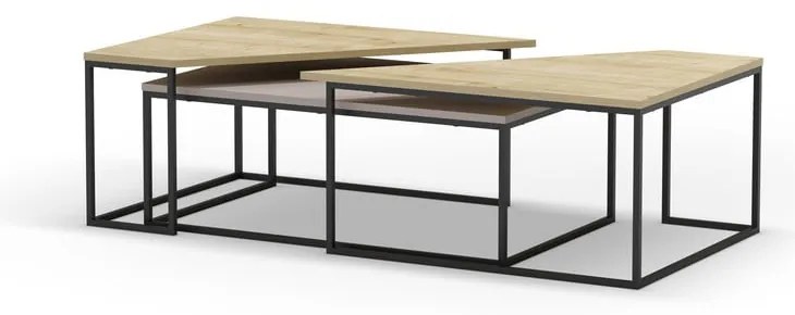 Stoliki z blatem w dekorze dębu zestaw 3 szt. 70x110 cm Titan – Marckeric