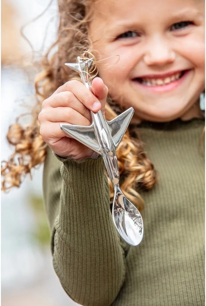 Łyżeczka dla dzieci ze stali nierdzewnej w kolorze srebra Plane – Zilverstad