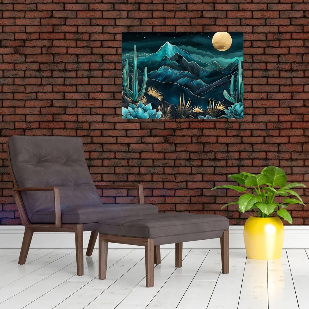 Obraz na szkle - Turkusowa noc (70x50 cm)