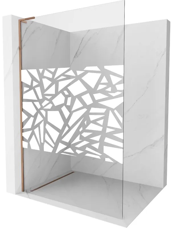 Mexen Kioto L ścianka prysznicowa Walk-in 120 x 200 cm, biały wzór, różowe złoto - 800-120-103-60-85