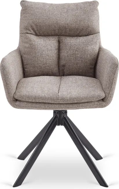 Krzesło Tapicerowane Obrotowe do Salonu PAUL Jasnobrązowe Nowoczesne