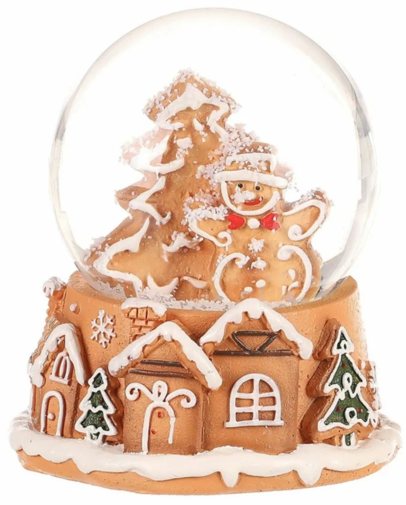 Świąteczna śnieżka Perníkový sněhulák, żywica, 9cm