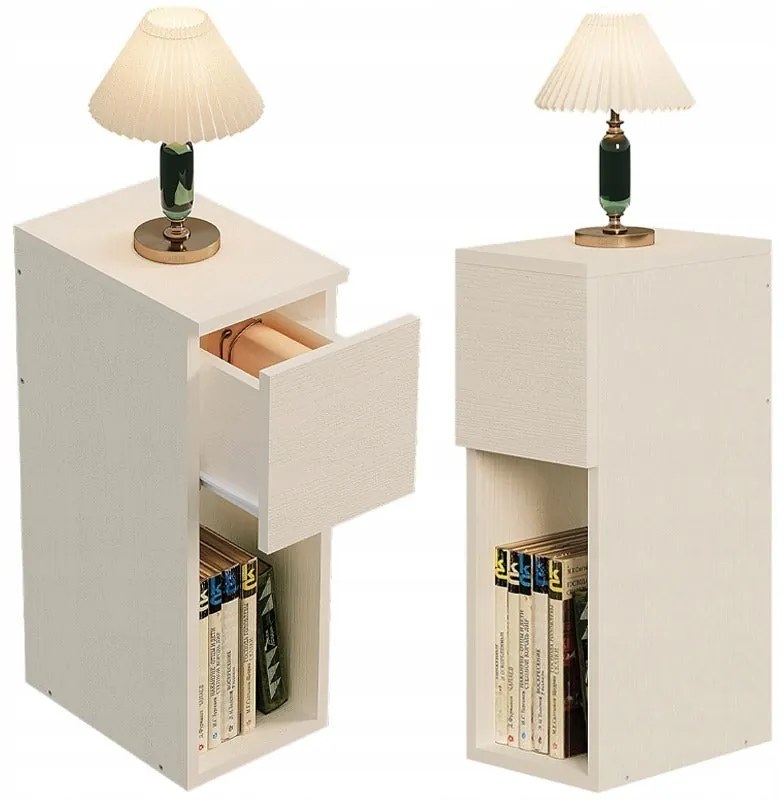 Szafka nocna kremowa z szufladą stolik z półką nowoczesny loft sypialni 55cm