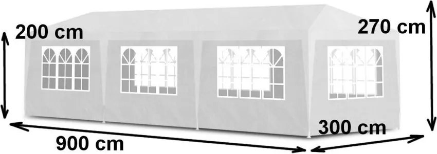 Pawilon eventowy 3x9m ze ściankami i oknami - biały namiot imprezowy, altana ogrodowa