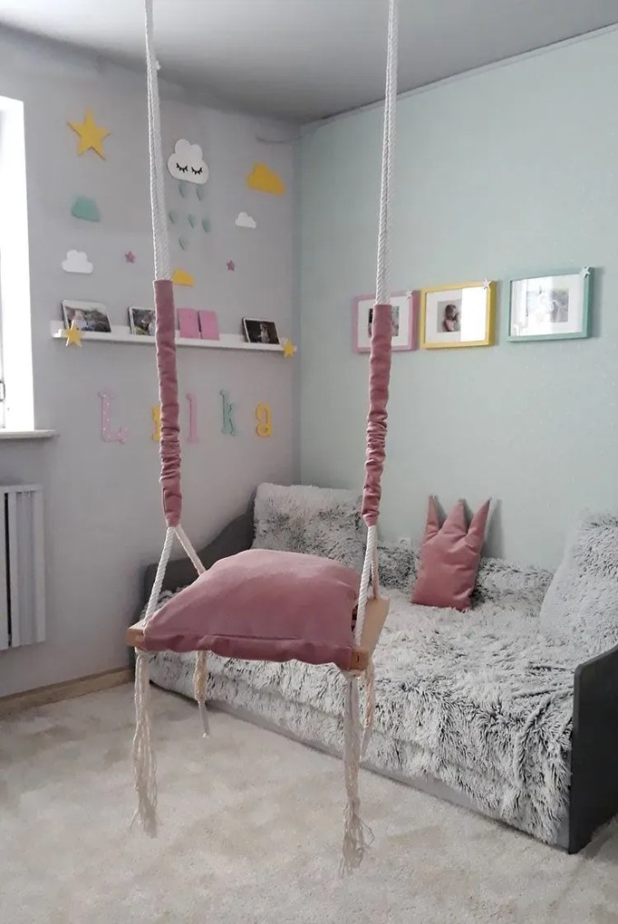 Różowa huśtawka dla dziewczynki - Indara 3w1