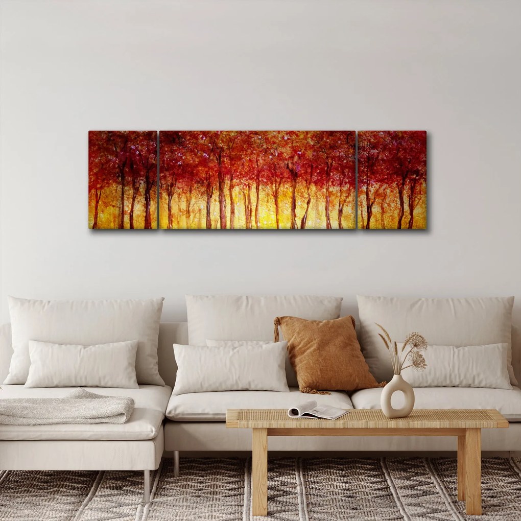 Obraz - Malowanie lasu liściastego (170x50 cm)