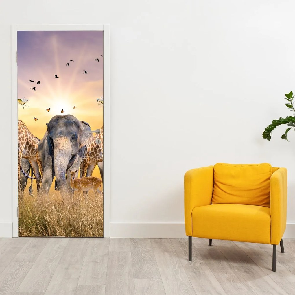 Fototapeta na drzwi - Zwierzęta afrykańskie (95x205cm)