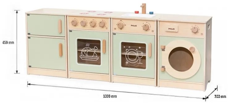 Viga polarb drewniany zestaw kuchenny xl pralka kuchenka zmywarka - zielony