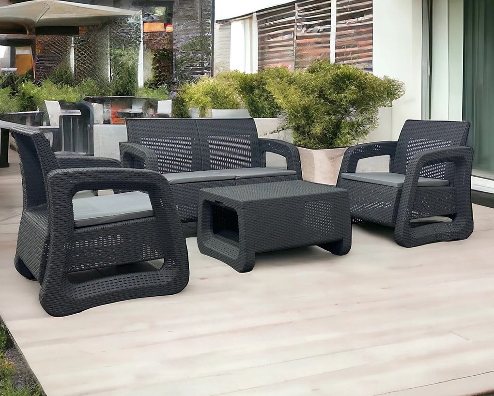 Zestaw mebli ogrodowych z tworzywa Malezja MAS-LS-04 szary