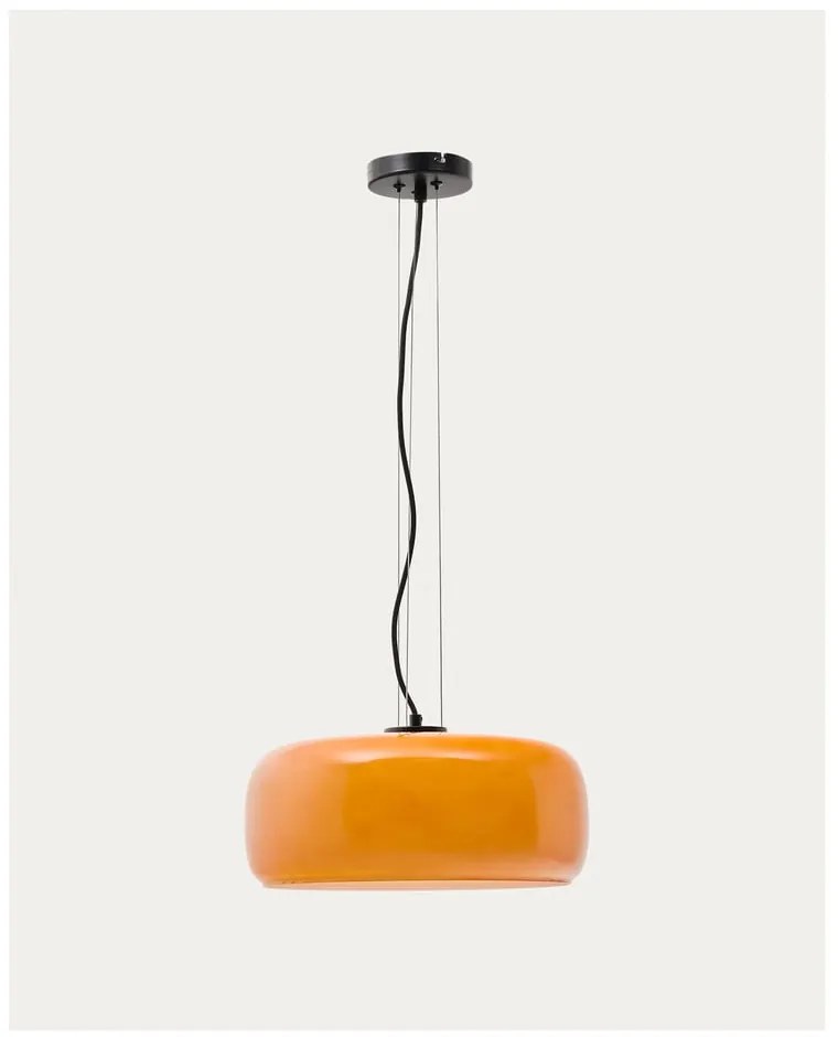 Pomarańczowa lampa wisząca LED ze szklanym kloszem ø 38 cm Reig – Kave Home
