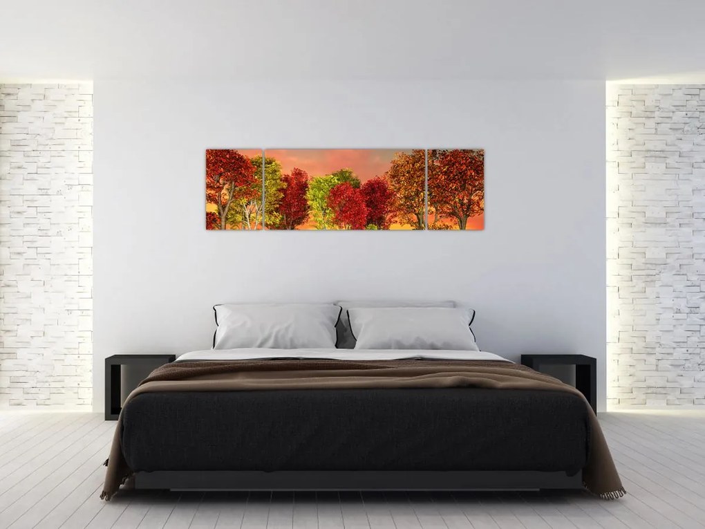 Obraz - Kolorowe drzewa (170x50 cm)