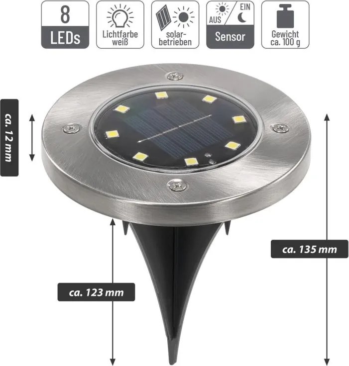 Lampa solarna Garth wbudowana ogrodowa 8 x LED