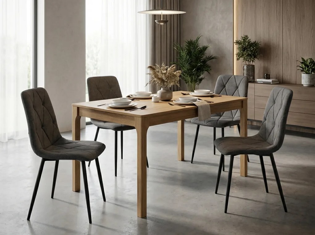 Ciemnoszare krzesło LIBRA STONE GREY z czarnymi nogami