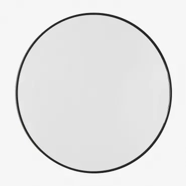 Okrągłe Lustro Ścienne Ø60 Cm W Aluminium Oreste Czarna - Sklum
