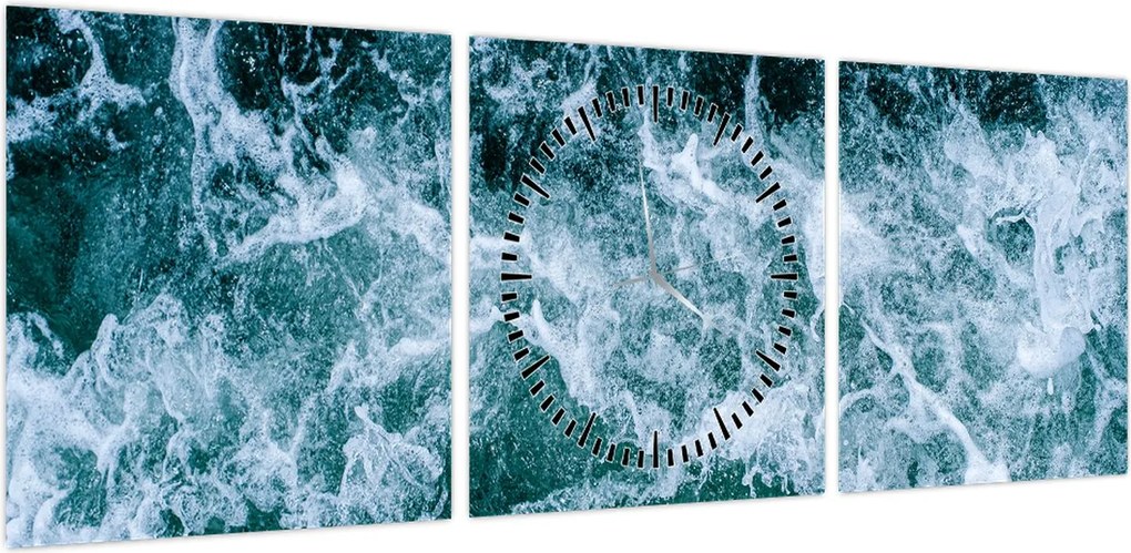 Obraz - Fale oceanu (z zegarem) (90x30 cm)