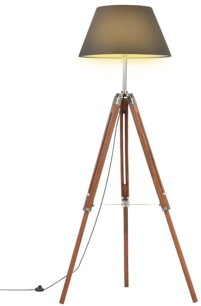 Brązowo czarna regulowana lampa stojąca trójnóg z drewna 3X EX199 T4-A98