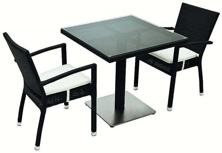Zestaw rattanowy ogrodowy GINA 1+2 (czarny)
