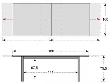 LIVORNO - składany stół ogrodowy 180/240 x 100 x 75,5 cm